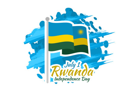 July 1, Independence Day of Rwanda vector illustration. Suitable for greeting card, poster and banner.のイラスト素材