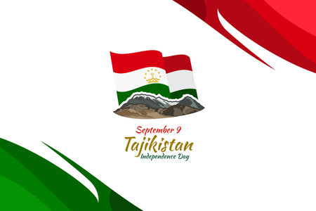 September 9, Independence Day of Tajikistan vector illustration. Suitable for greeting card, poster and banner.のイラスト素材