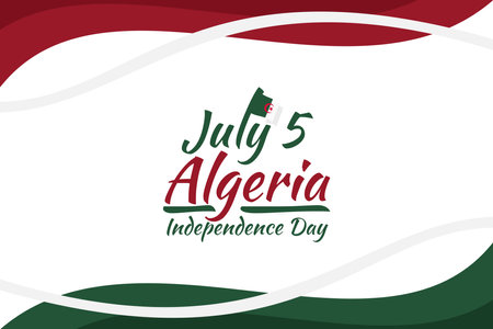 Fifth of July. Independence Day of Algeria vector illustration. Suitable for greeting card, poster and banner.のイラスト素材
