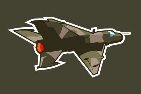 Russian supersonic jet fighter and interceptor aircraft icon vector illustrationのイラスト素材