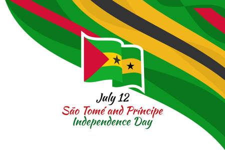 July 12, Independence day of SÃ£o TomÃ© and PrÃ­ncipe vector illustration. Suitable for greeting card, poster and banner.のイラスト素材