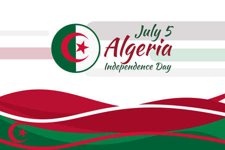 Fifth of July. Independence Day of Algeria vector illustration. Suitable for greeting card, poster and banner.のイラスト素材