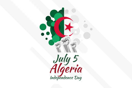 Fifth of July. Independence Day of Algeria vector illustration. Suitable for greeting card, poster and banner.のイラスト素材