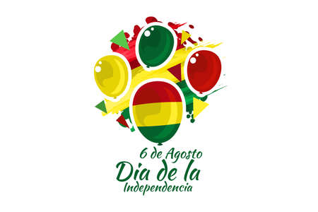 Translate: August 6, Independence day. Independence day of Bolivia vector illustration. Suitable for greeting card, poster and banner.のイラスト素材
