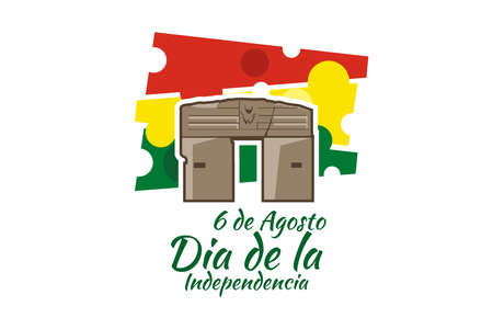 Translate: August 6, Independence day. Independence day of Bolivia vector illustration. Suitable for greeting card, poster and banner.のイラスト素材