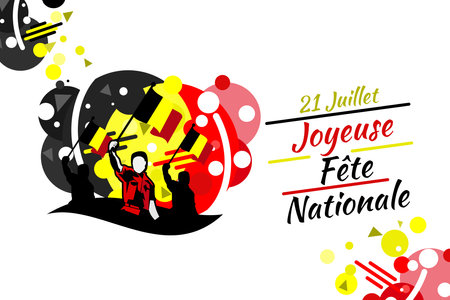 Translate: July 21, Happy National Day. Happy Belgium National Day (FÃªte Nationale Belge)  Vector Illustration. Suitable for greeting card, poster and banner.のイラスト素材