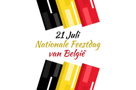 Translate: July 21, National Day of Belgium.  National Day Belgium (Nationale Feestdag van BelgiÃ«) Vector Illustration. Suitable for greeting card, poster and banner.のイラスト素材