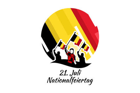 Translate: July 21, National Day.  National Day Belgium (Nationalfeiertag ) Vector Illustration. Suitable for greeting cardのイラスト素材