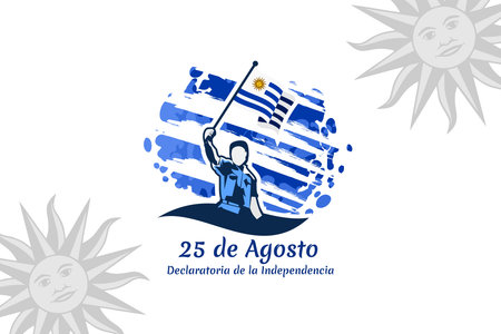 Translate: August 25,  Declaration of Independence. Happy Independence day of Uruguay vector illustration. Suitable for greeting card, poster and banner.のイラスト素材