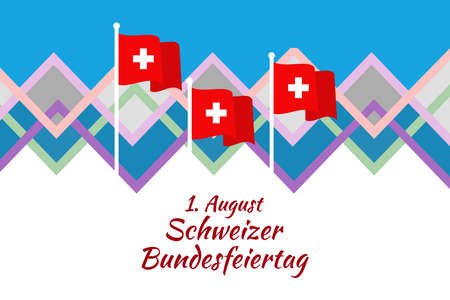 Translate: August 1, Swiss national day. Vector illustration. Suitable for greeting card, poster and banner.のイラスト素材