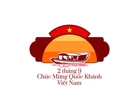Translate: September 2, Happy National day of Vietnam. Happy National day vector illustration.  Suitable for greeting card, poster and banner.のイラスト素材