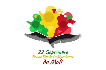Translate: September 22, Happy Independence Day of Mali. vector illustration. Suitable for greeting card, poster and banner.のイラスト素材