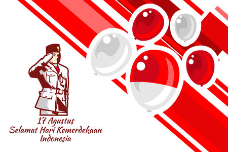 Translate: August 17, Happy Independence Day of Indonesia.  With National Flag Hoisting Troop...