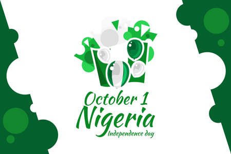 October 1, Nigeria Independence Day vector illustration. Suitable for greeting card, poster and banner.のイラスト素材
