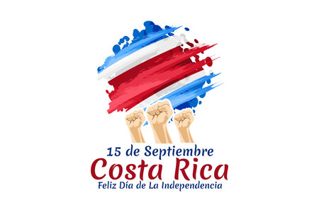 Translation: September 15, Costa Rica, Happy Independence day. Happy Independence Day of Costa Rica vector illustration. Suitable for greeting card, poster and banner.のイラスト素材