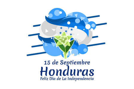Translation: September 15, Costa Rica, Happy Independence day. Happy Independence Day of Honduras vector illustration. Suitable for greeting card, poster and banner.のイラスト素材