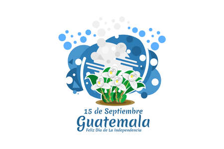 Translation: September 15, Costa Rica, Happy Independence day. Happy Independence Day of Guatemala vector illustration. Suitable for greeting card, poster and banner.のイラスト素材