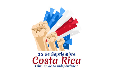 Translation: September 15, Costa Rica, Happy Independence day. Happy Independence Day of Costa Rica vector illustration. Suitable for greeting card, poster and banner.のイラスト素材