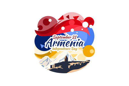 September 21, Independence Day of Armenia. vector illustration. Suitable for greeting card, poster and banner.のイラスト素材