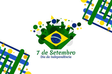 Translate: September 7, Independence Day. Independence of Brazil vector illustration. Suitable for greeting card, poster and banner.のイラスト素材