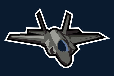 American cold war fighter plane vector illustration. simple aircraft logo, military equipment.