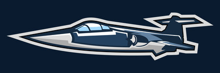 American cold war fighter plane vector illustration. simple aircraft logo, military equipment.