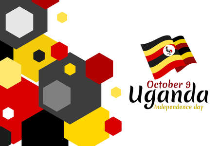 October 9, Independence day of Uganda vector illustration. Suitable for greeting card, poster and banner.のイラスト素材