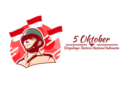 October 5, Long live Indonesian National Armed Forces! vector illustration. Suitable for greeting card, poster and banner.のイラスト素材
