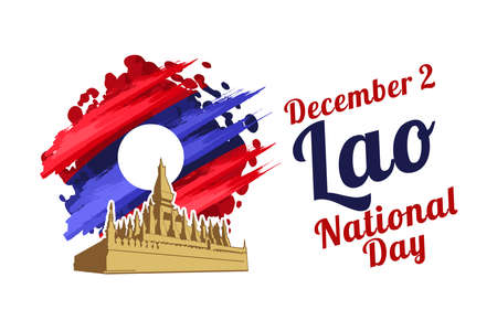 December 2, National Day of Laos vector illustration. Suitable for greeting card, poster and banner.のイラスト素材