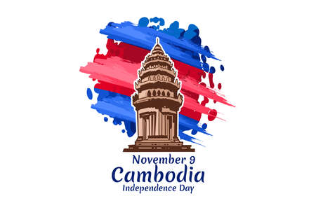 November 9, Independence day of Cambodia Vector Illustration. Suitable for greeting card, poster and banner.のイラスト素材