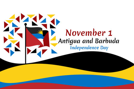 November 1, Independence day of Antigua and Barbuda independence vector illustration. Suitable for greeting card, poster and banner.のイラスト素材