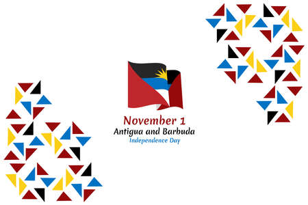 November 1, Independence day of Antigua and Barbuda independence vector illustration. Suitable for greeting card, poster and banner.のイラスト素材