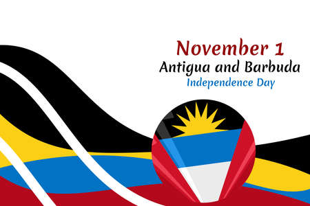 November 1, Independence day of Antigua and Barbuda independence day vector illustration. Suitable for greeting card, poster and banner.のイラスト素材