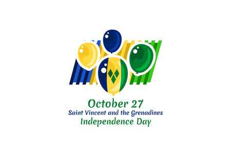 October 27, Independence Day of Saint Vincent and the Grenadines vector illustration. Suitable for greeting card, poster and banner.のイラスト素材