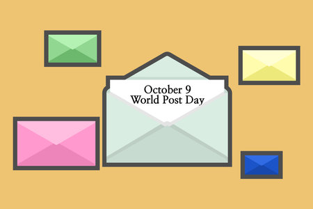 October 9, world post day vector illustration. Suitable for greeting card, poster and banner.のイラスト素材