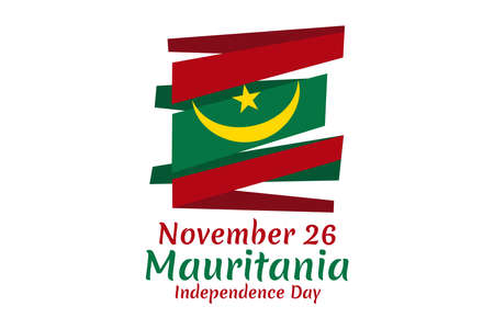 November 28, Independence day of Mauritania vector illustration. Suitable for greeting card, poster and banner.のイラスト素材