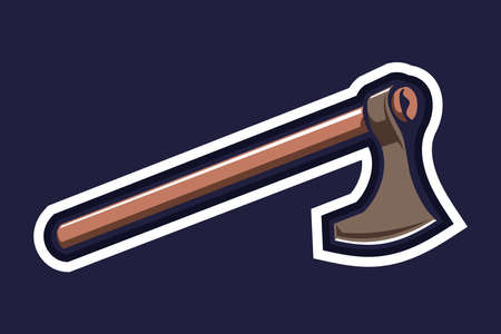 single-handed Vikings axe with wood handle vector illustration. simple weapon icon vectorのイラスト素材
