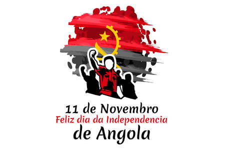 Translation: November 11, Happy Independence day of Angola. vector illustration. Suitable for greeting card, poster and banner.のイラスト素材
