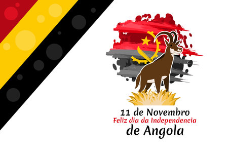 Translation: November 11, Happy Independence day of Angola. vector illustration. Suitable for greeting card, poster and banner.のイラスト素材