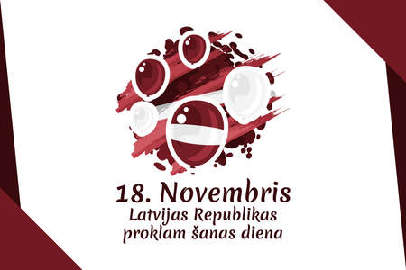 Translation: November 18, Proclamation Day of the Republic of Latvia. Independence day of Latvia vector illustration. Suitable for greeting card, poster and banner.のイラスト素材
