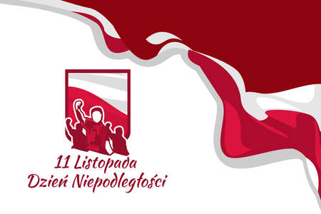 Translation: November 11, Independence Day. Happy Independence Day of Poland vector illustration. Suitable for greeting card, poster and banner.のイラスト素材