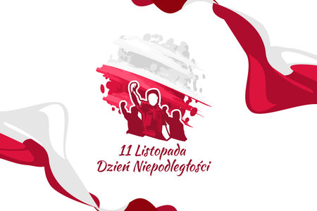 Translation: November 11, Independence Day. Happy Independence Day of Poland vector illustration. Suitable for greeting card, poster and banner.のイラスト素材