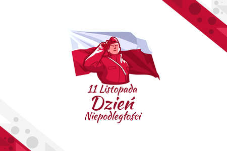 Translation: November 11, Independence Day. Happy Independence Day of Poland vector illustration. Suitable for greeting card, poster and banner.のイラスト素材