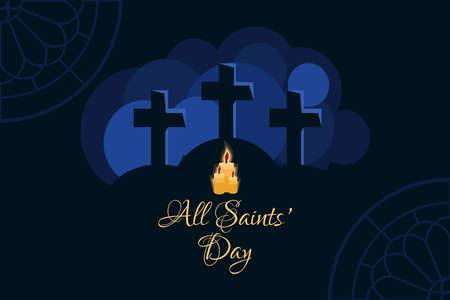 Vector illustration for All Saints Day. Suitable for greeting card, poster and banner.のイラスト素材