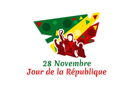 Translation: November 28, Republic day. Happy Republic day of republic of the Congo vector illustration. Suitable for greeting card, poster and banner.のイラスト素材