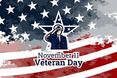 November 11, Happy Veteran Day.  
Public holidays in the United States Vector Illustration. Suitable for greeting card, poster and banner.のイラスト素材