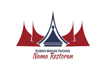 Translation: Restaurant Name, Padang Cuisine. Vector logo. Suitable for Padang Restaurant.のイラスト素材