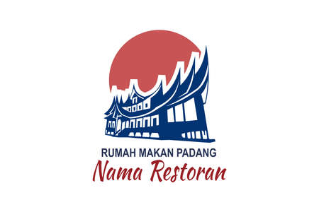 Translation: Restaurant Name, Padang Cuisine. Vector logo. Suitable for Padang Restaurant.のイラスト素材