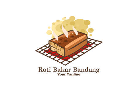 Translation: Bandung specialty toast. Toast typical of the Bandung region, West Java.  for Bandung's typical Baked bread culinary business. vector illustration.のイラスト素材
