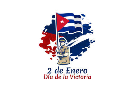 translation: January 2, Victory day. Happy Victory day of Cuba Vector Illustration. Suitable for greeting card, poster and banner.のイラスト素材